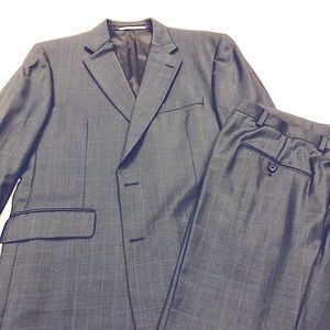 Classic Burberry Dark Navy Windowpane Suit